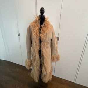 Mango Furry Leather Coat
